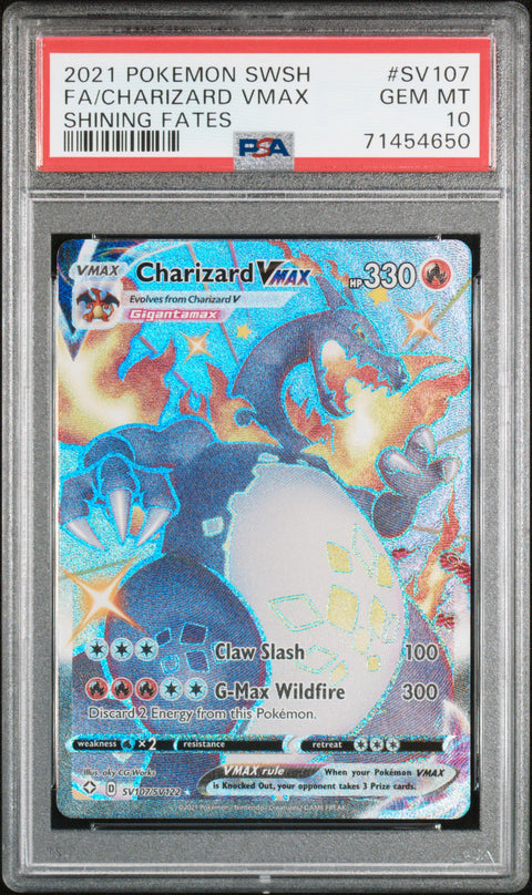 2021 Pokemon Sword & Shield Shining Fates Fa/Charizard Vmax #SV107 PSA 10