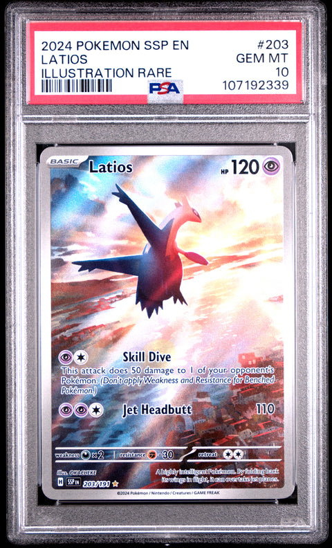 2024 Pokemon Ssp En-Surging Sparks #203 Latios Illustration Rare PSA 10