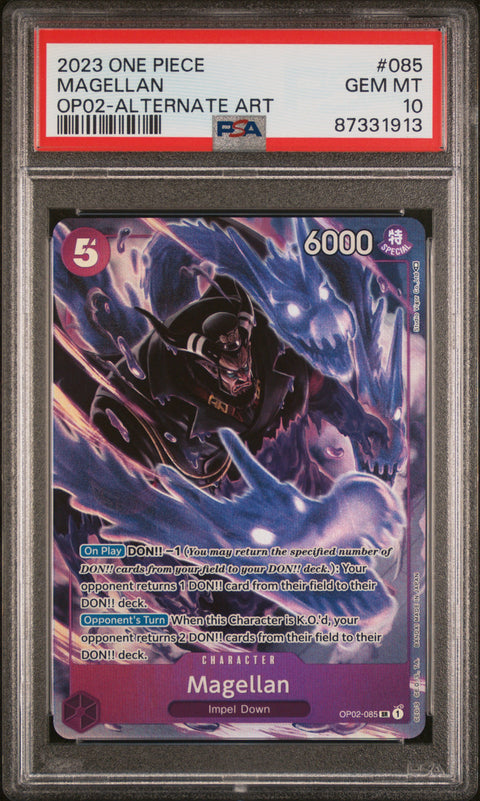 2023 One Piece Op02-Paramount War #085 Magellan Alternate Art PSA 10