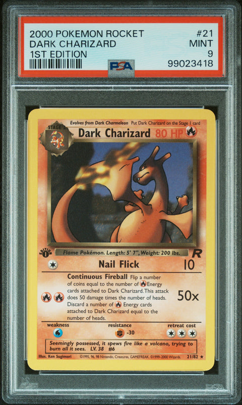 2000 Pokemon Rocket #21 Dark Charizard 1st Edition PSA 9