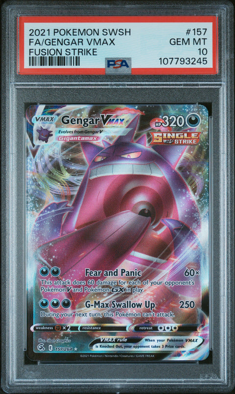 2021 Pokemon Sword & Shield Fusion Strike #157 Fa/Gengar Vmax PSA 10