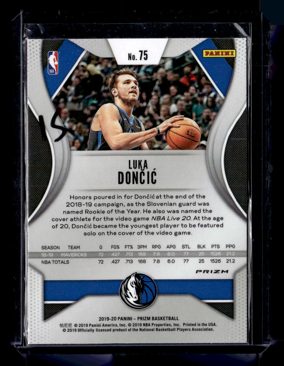 2019-20 Panini Prizm #75 Luka Doncic Prizms Silver