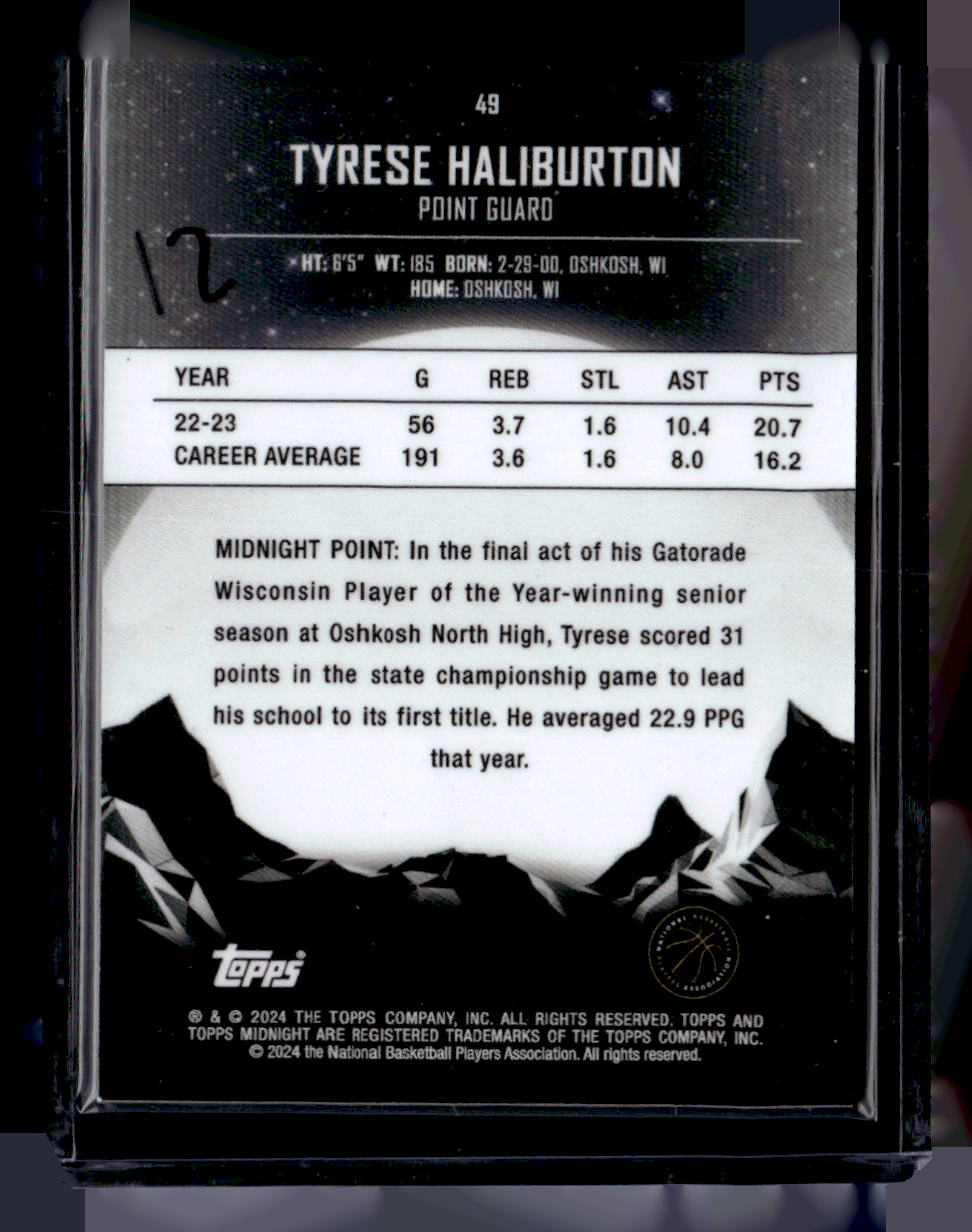 2024 Topps Midnight Tyrese Haliburton /75