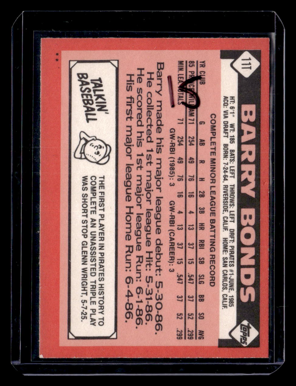 1986 Topps Traded #11T Barry Bonds