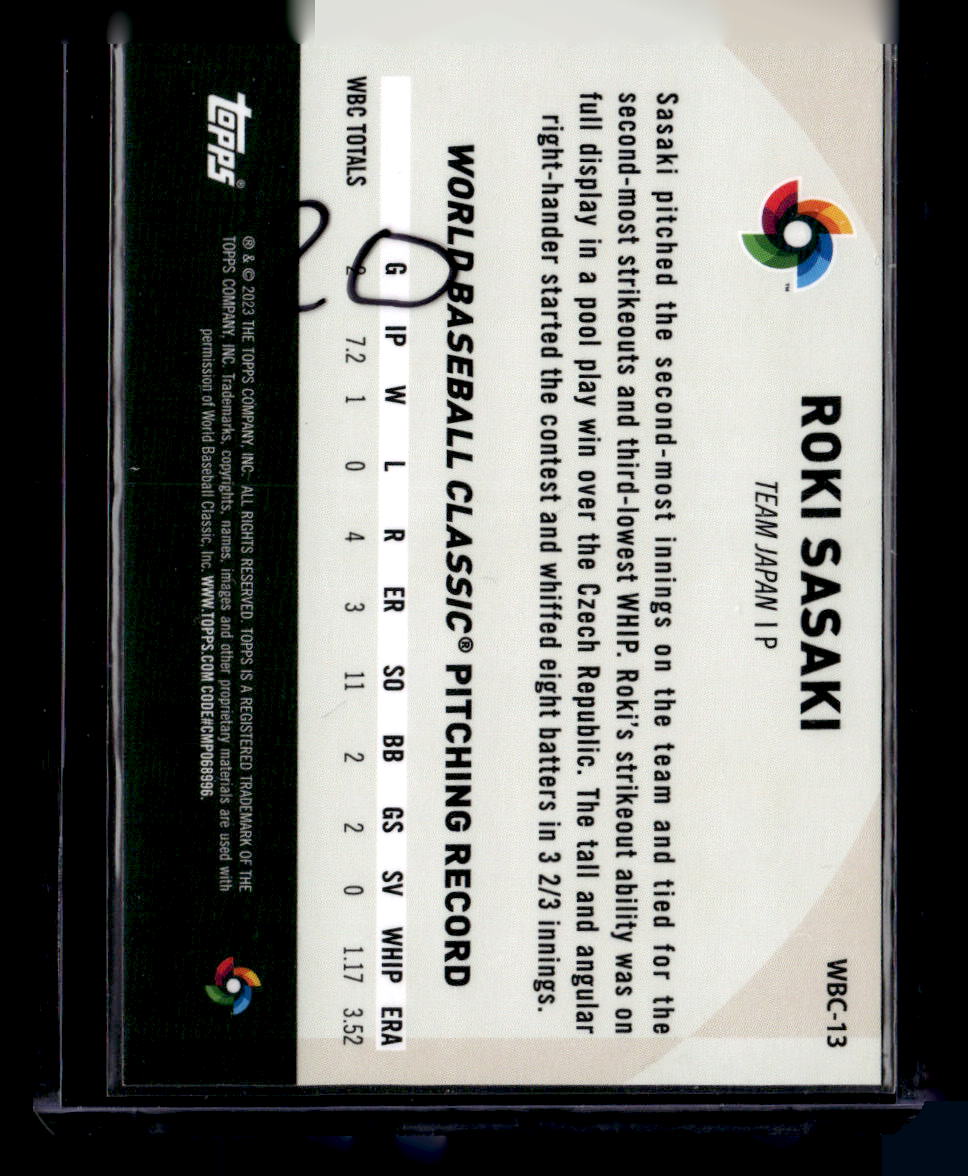 2023 Topps Japan Edition #WBC-13 Roki Sasaki WBC Japanese National Team