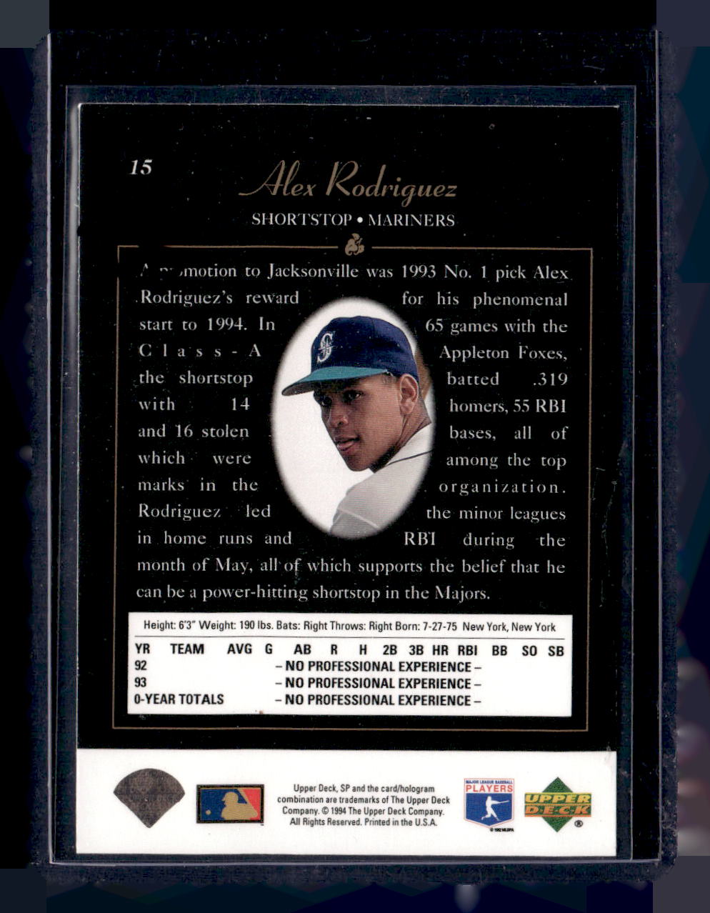 1994 SP #15 Alex Rodriguez Die Cut