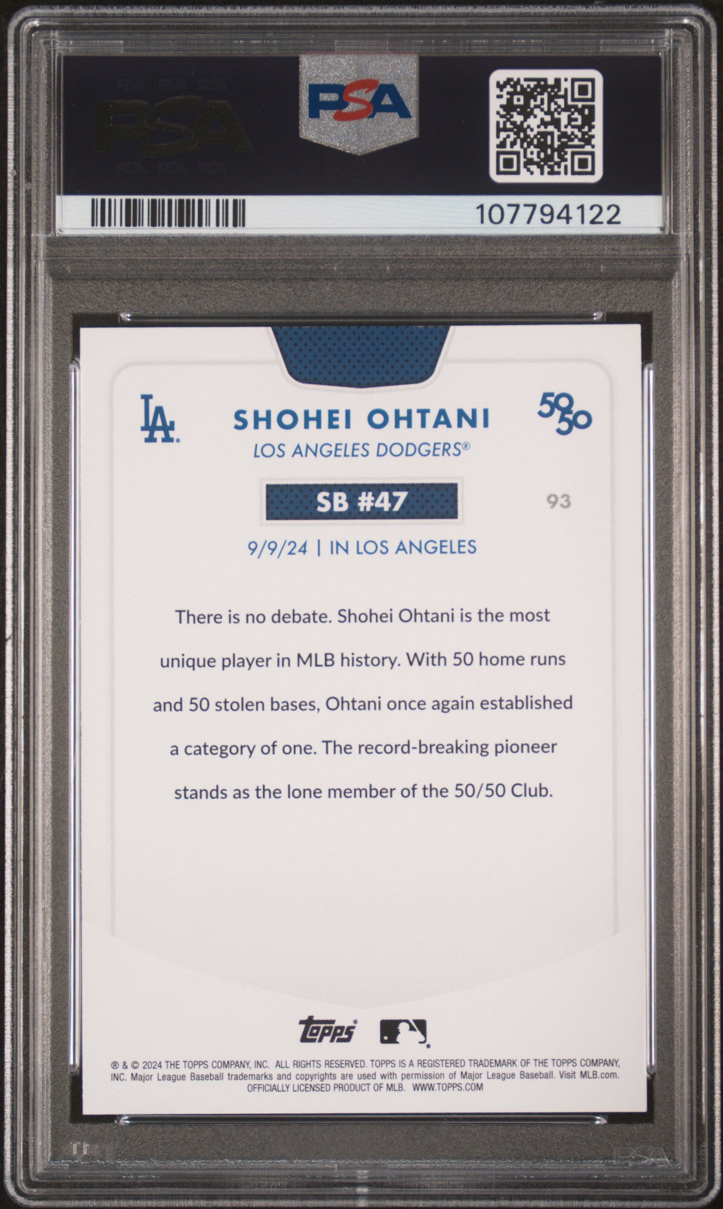 2024 Topps 50/50 Shohei Ohtani #93 Shohei Ohtani PSA 9