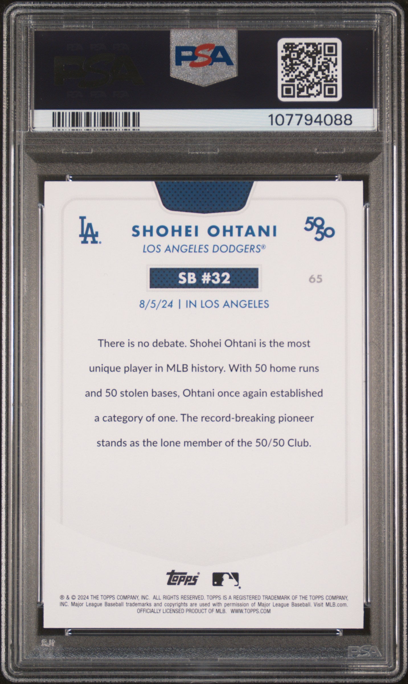 2024 Topps 50/50 Shohei Ohtani #65 Shohei Ohtani PSA 9