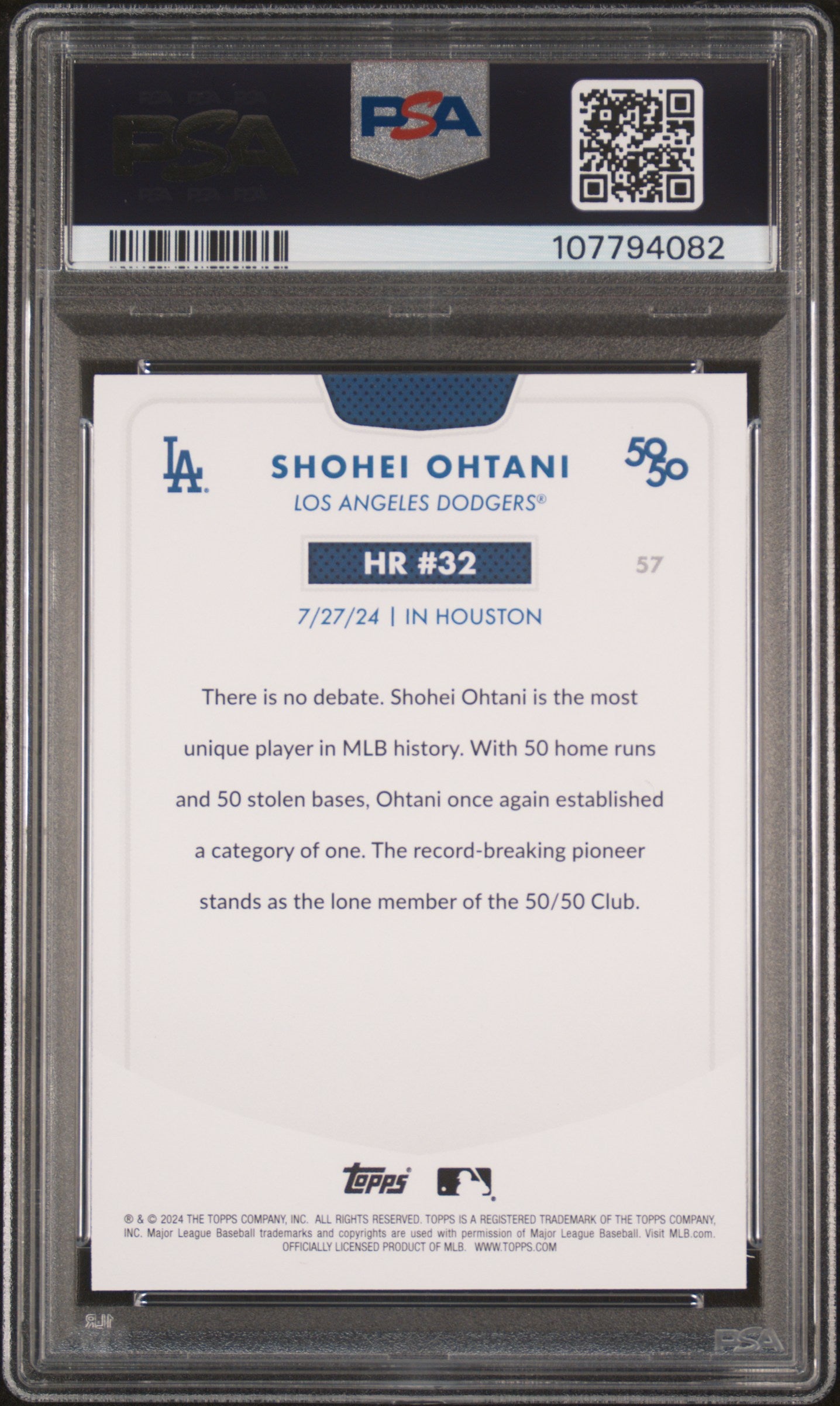 2024 Topps 50/50 Shohei Ohtani #57 Shohei Ohtani PSA 9