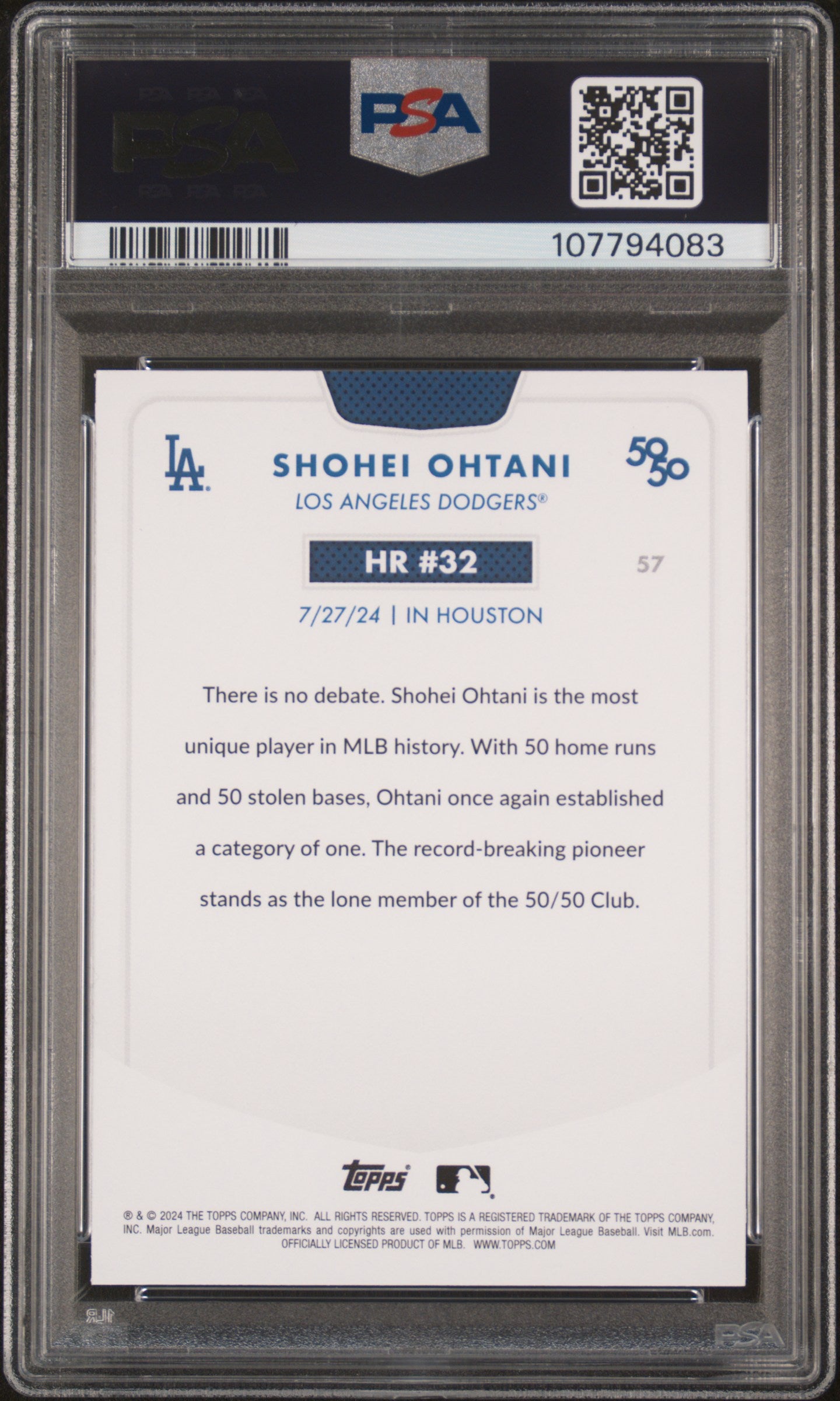 2024 Topps 50/50 Shohei Ohtani #57 Shohei Ohtani PSA 9