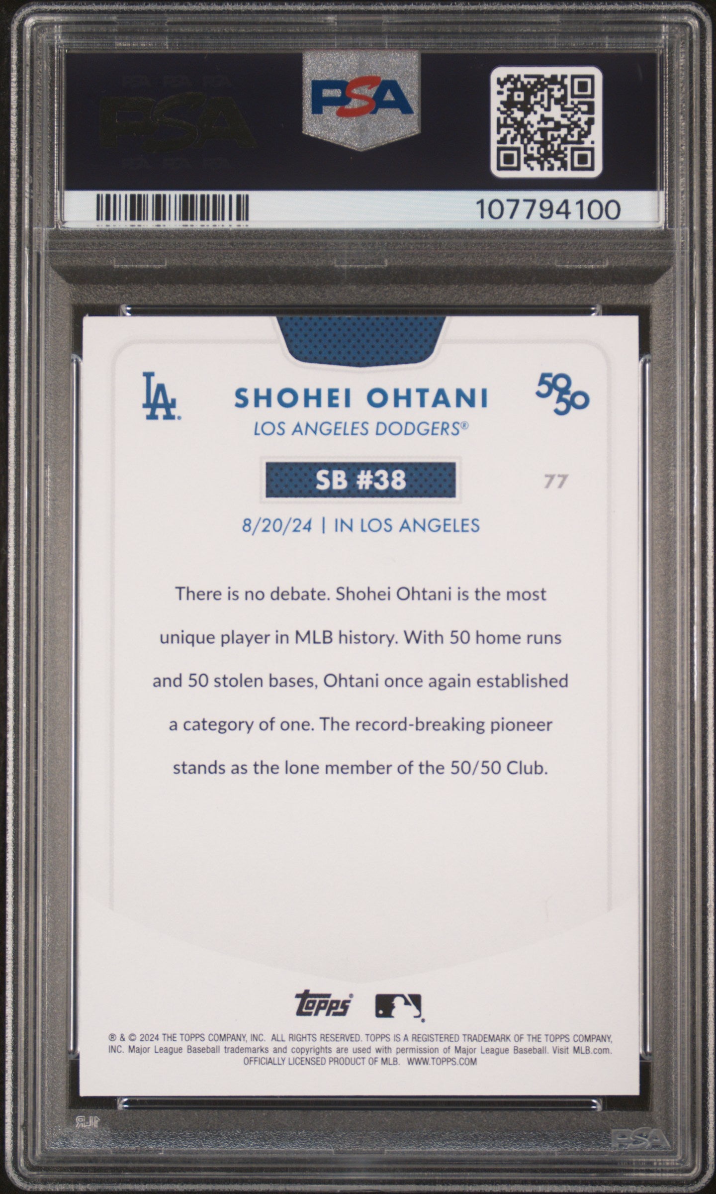2024 Topps 50/50 Shohei Ohtani #77 Shohei Ohtani PSA 9