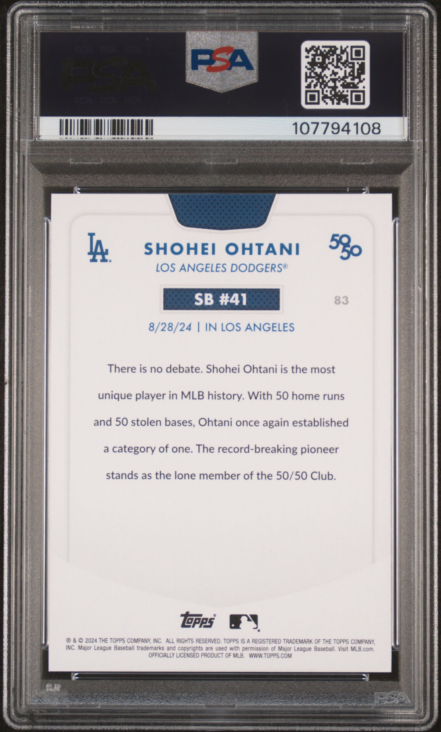 2024 Topps 50/50 Shohei Ohtani #83 Shohei Ohtani PSA 9
