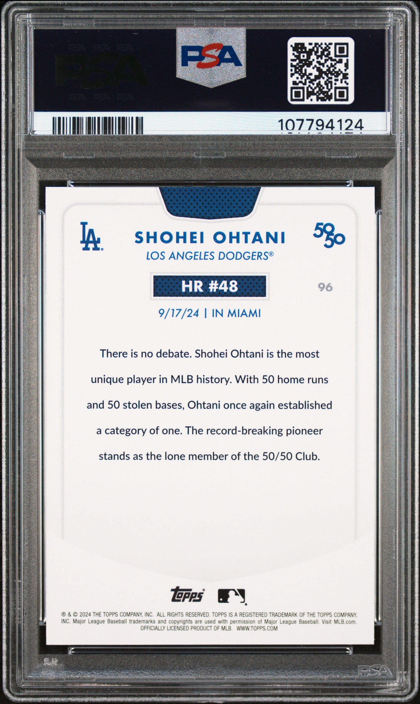 2024 Topps 50/50 Shohei Ohtani #96 Shohei Ohtani PSA 9