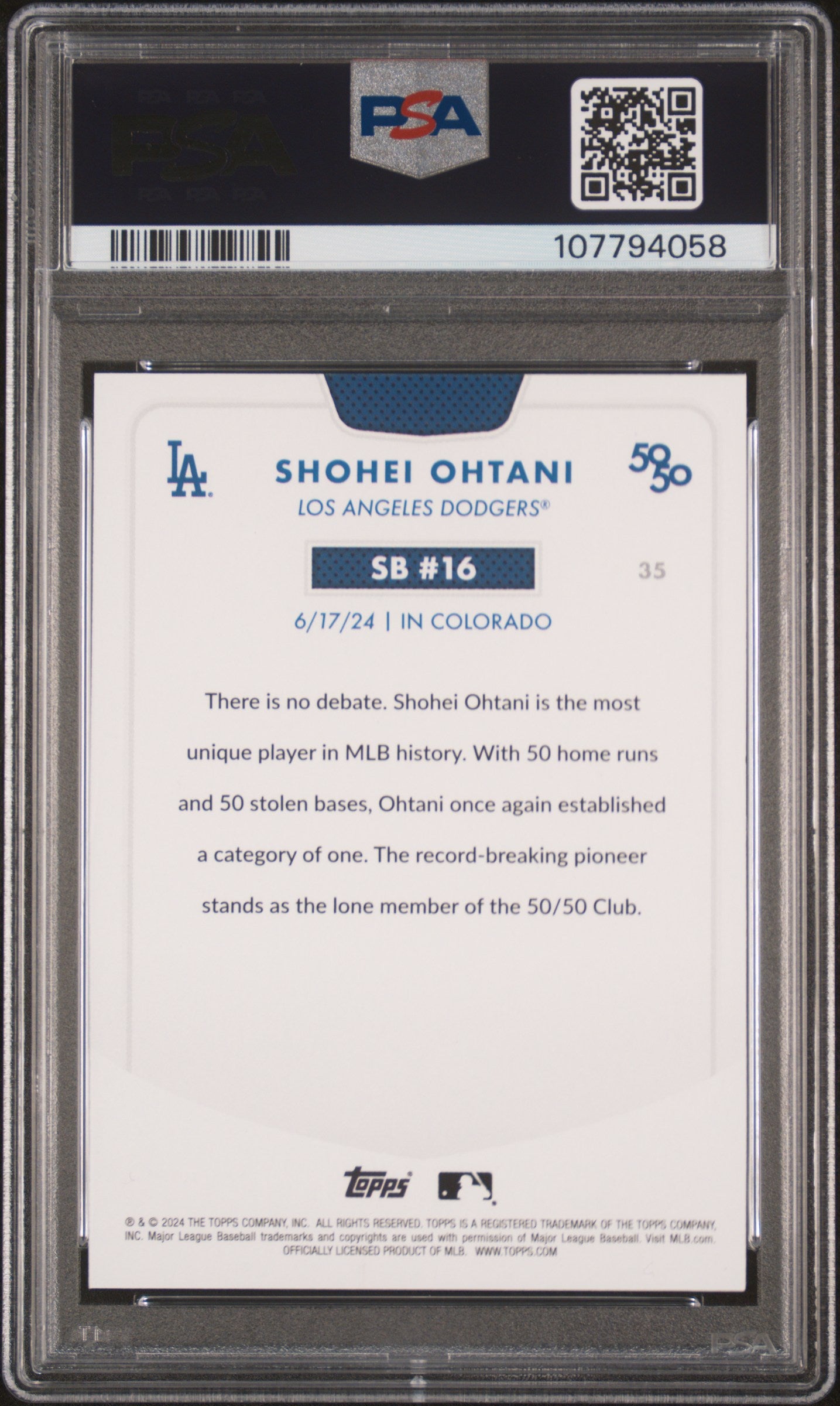 2024 Topps 50/50 Shohei Ohtani #35 Shohei Ohtani PSA 9