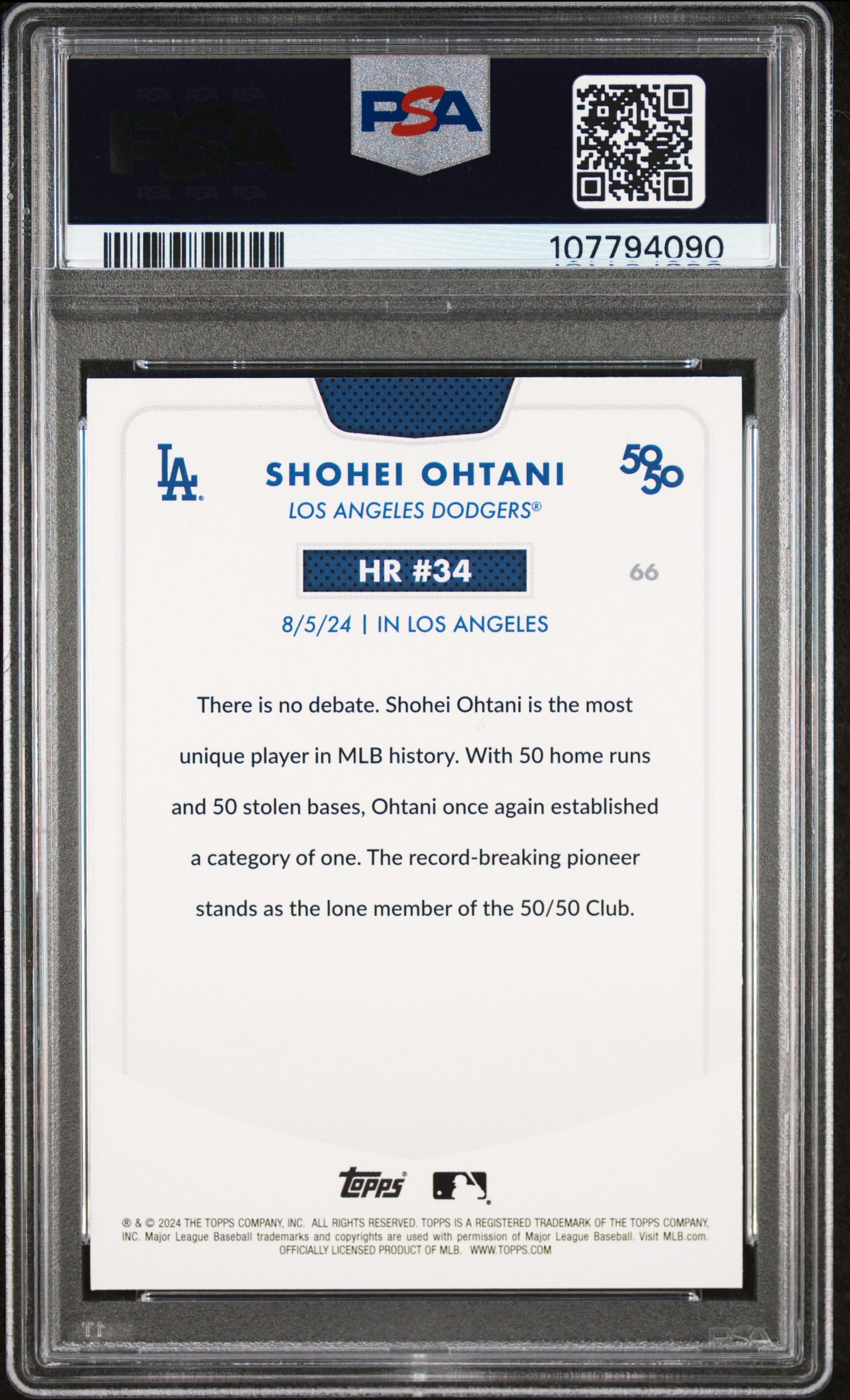 2024 Topps 50/50 Shohei Ohtani #66 Shohei Ohtani PSA 9