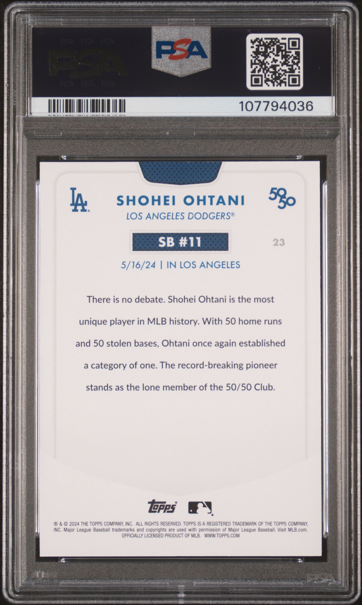 2024 Topps 50/50 Shohei Ohtani #23 Shohei Ohtani PSA 8