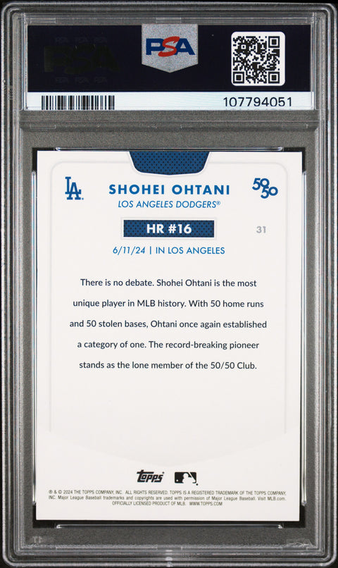 2024 Topps 50/50 Shohei Ohtani #31 Shohei Ohtani PSA 8