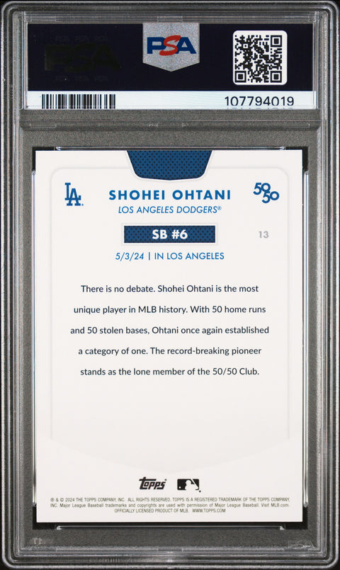2024 Topps 50/50 Shohei Ohtani #13 Shohei Ohtani PSA 10