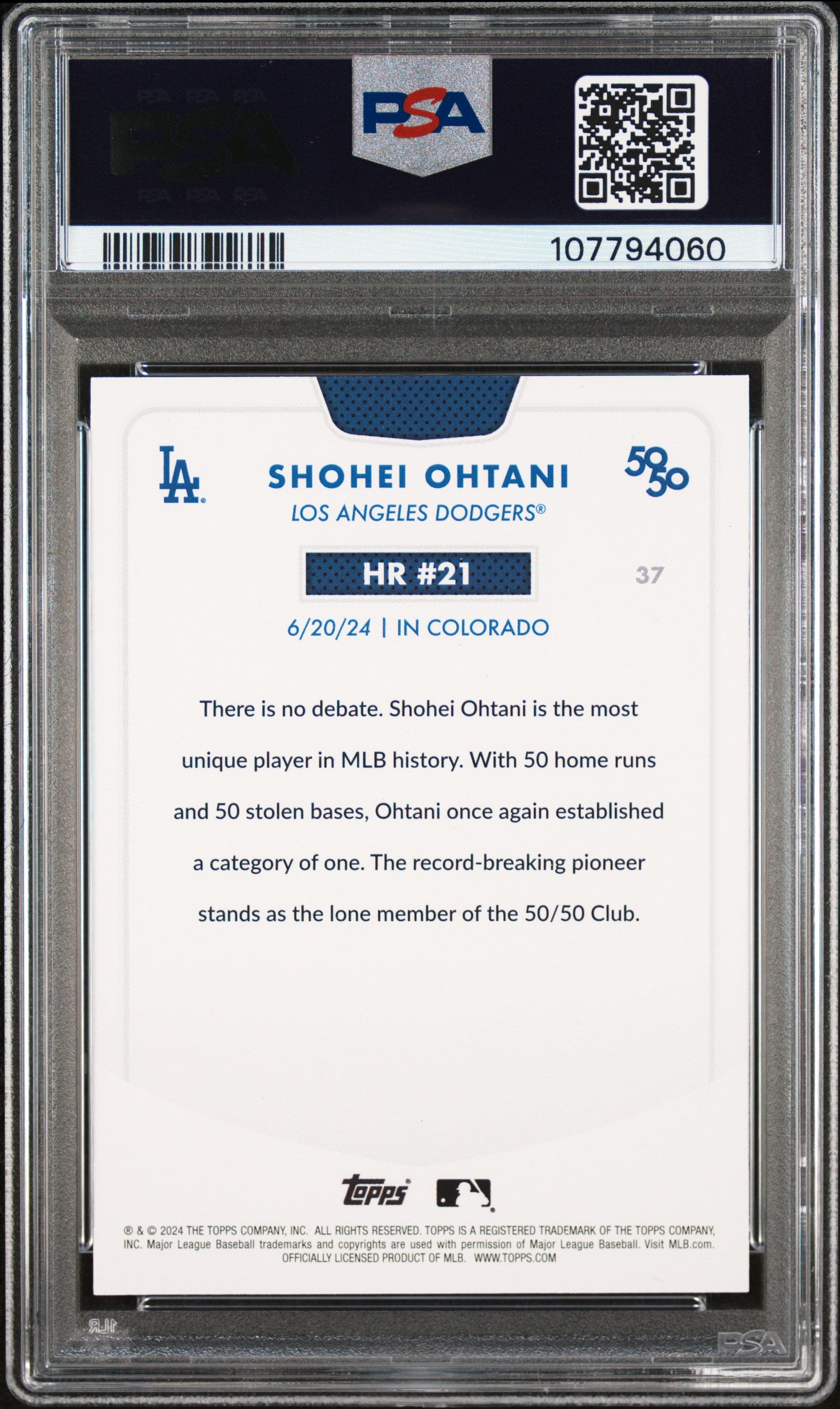 2024 Topps 50/50 Shohei Ohtani #37 Shohei Ohtani PSA 10