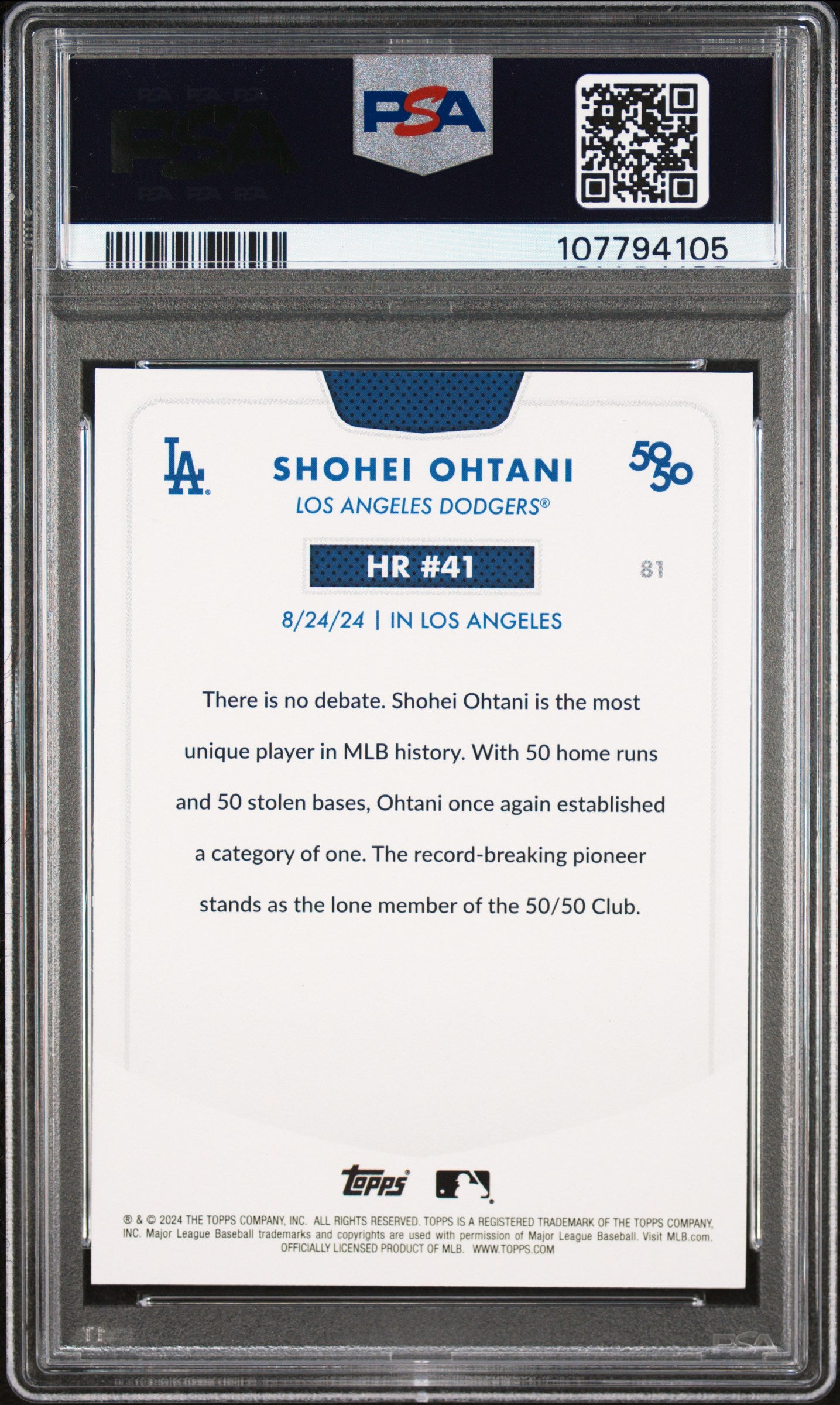 2024 Topps 50/50 Shohei Ohtani #81 Shohei Ohtani PSA 10