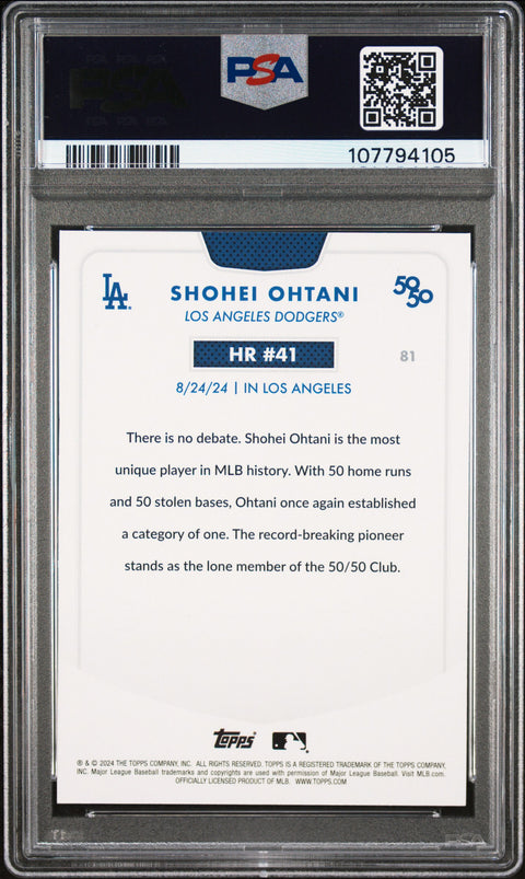 2024 Topps 50/50 Shohei Ohtani #81 Shohei Ohtani PSA 10