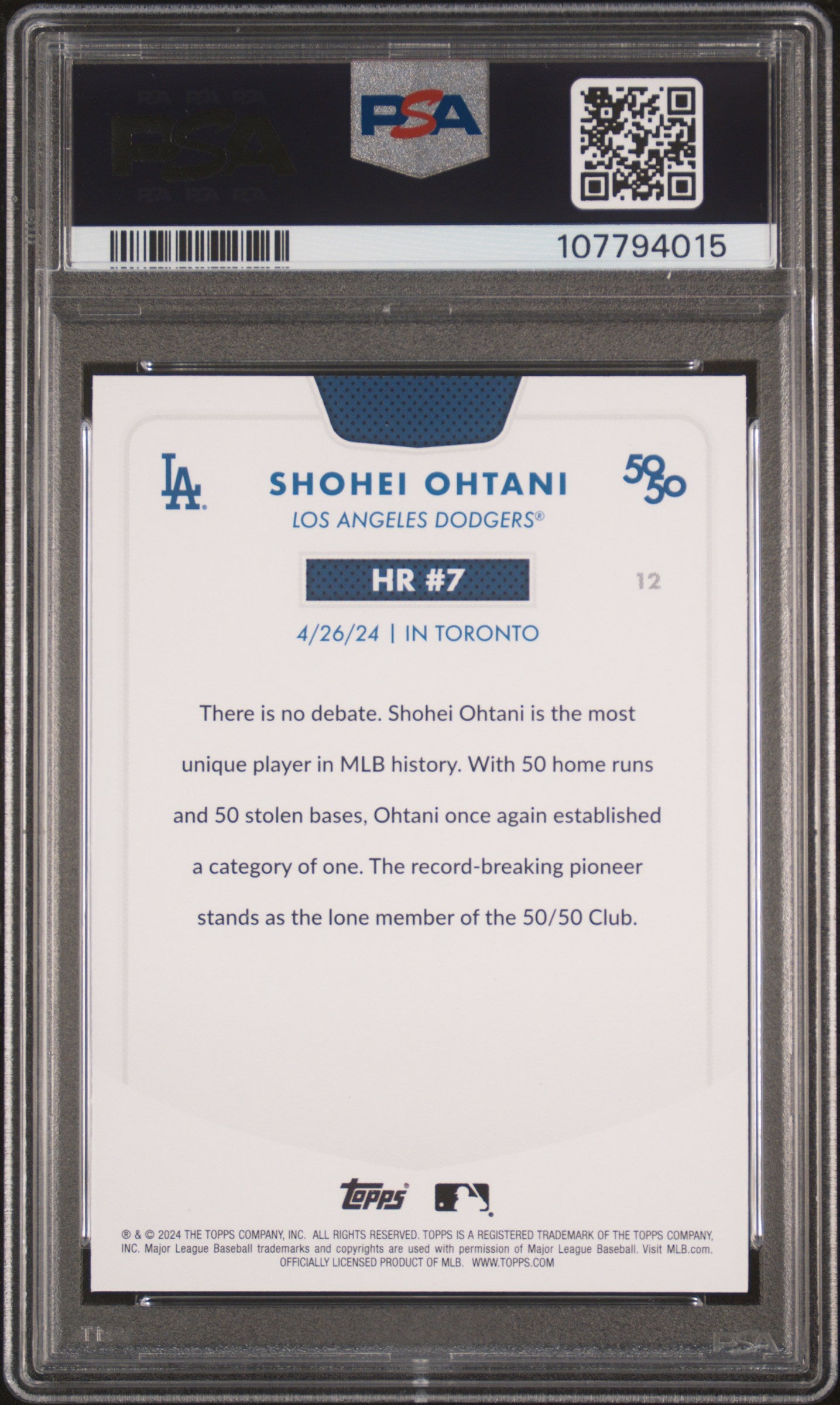 2024 Topps 50/50 Shohei Ohtani #12 Shohei Ohtani PSA 10