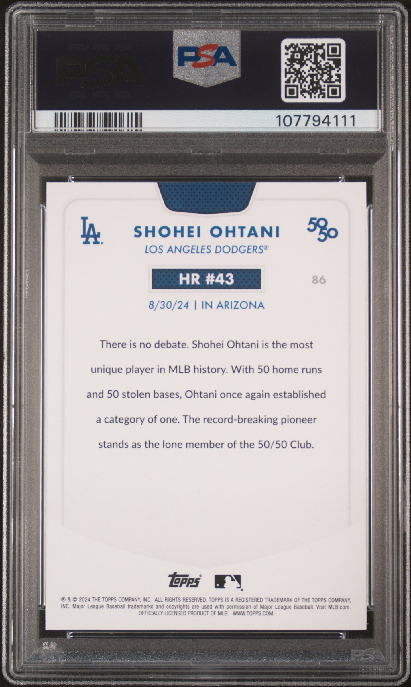2024 Topps 50/50 Shohei Ohtani #86 Shohei Ohtani PSA 10