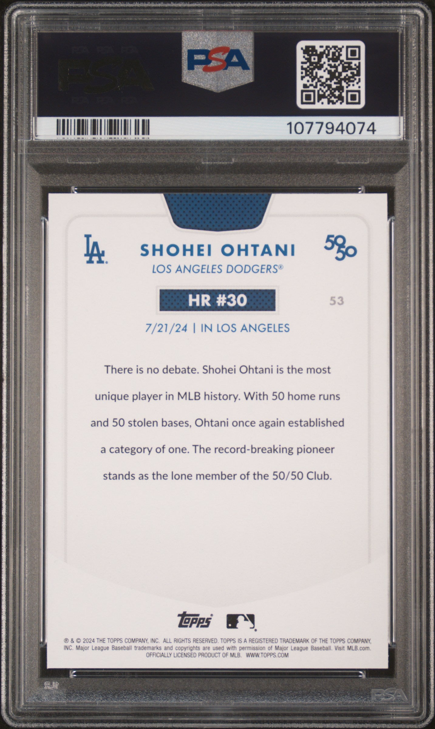 2024 Topps 50/50 Shohei Ohtani #53 Shohei Ohtani PSA 10