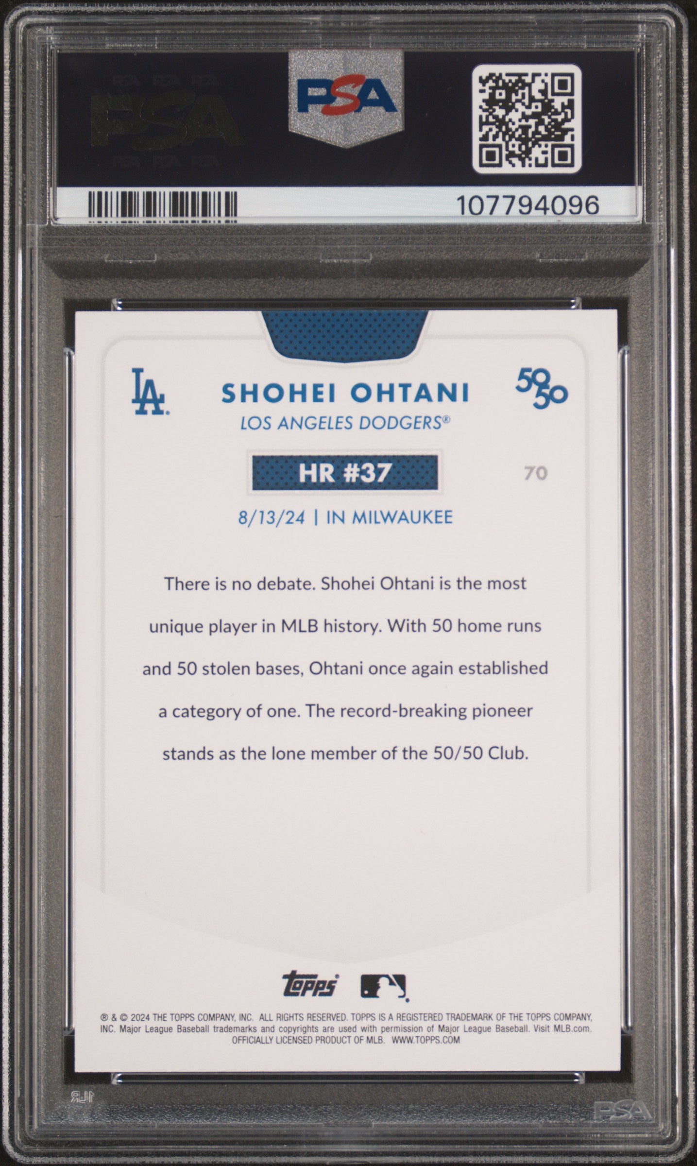 2024 Topps 50/50 Shohei Ohtani #70 Shohei Ohtani PSA 10