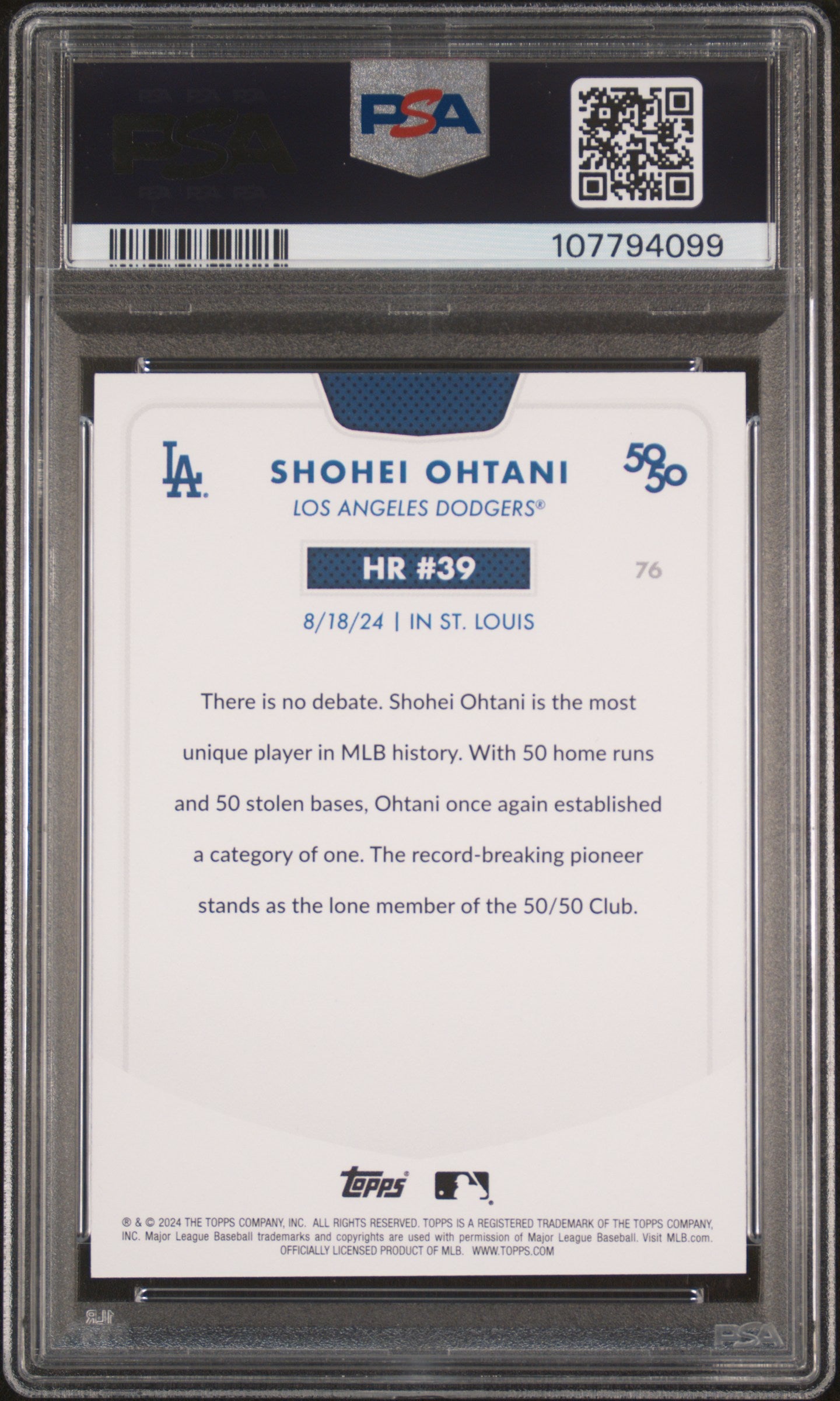2024 Topps 50/50 Shohei Ohtani #76 Shohei Ohtani PSA 10