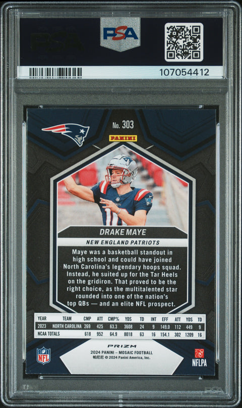 2024 Panini Mosaic #303 Drake Maye Green PSA 10