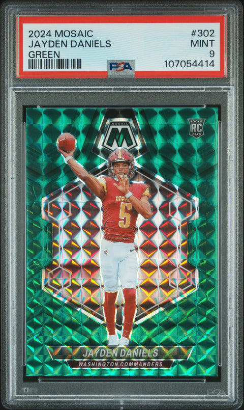 2024 Panini Mosaic #302 Jayden Daniels Green PSA 9