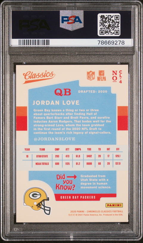 2020 Panini Chronicles Classics #4 Jordan Love Classics PSA 9