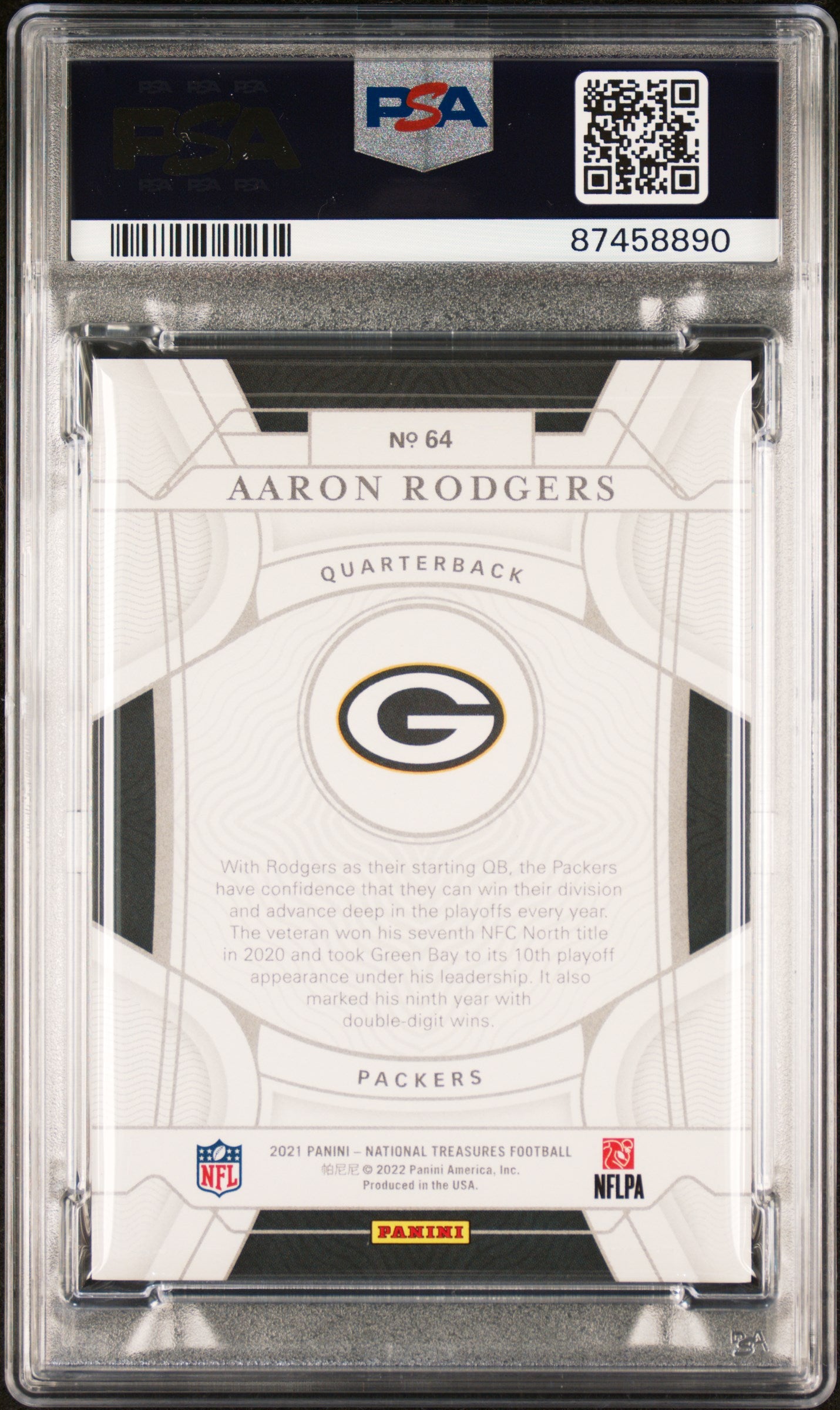 2021 Panini National Treasures #64 Aaron Rodgers PSA 9