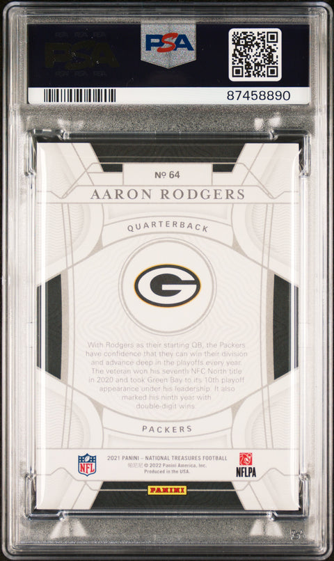 2021 Panini National Treasures #64 Aaron Rodgers PSA 9