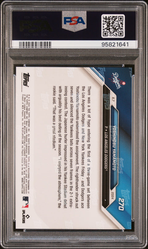 2024 Topps Now #270 Yoshinobu Yamamoto PSA 10