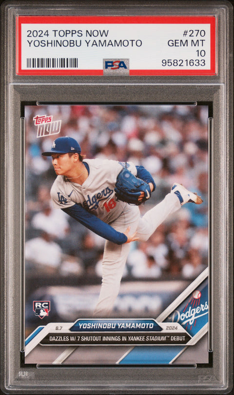 2024 Topps Now #270 Yoshinobu Yamamoto PSA 10