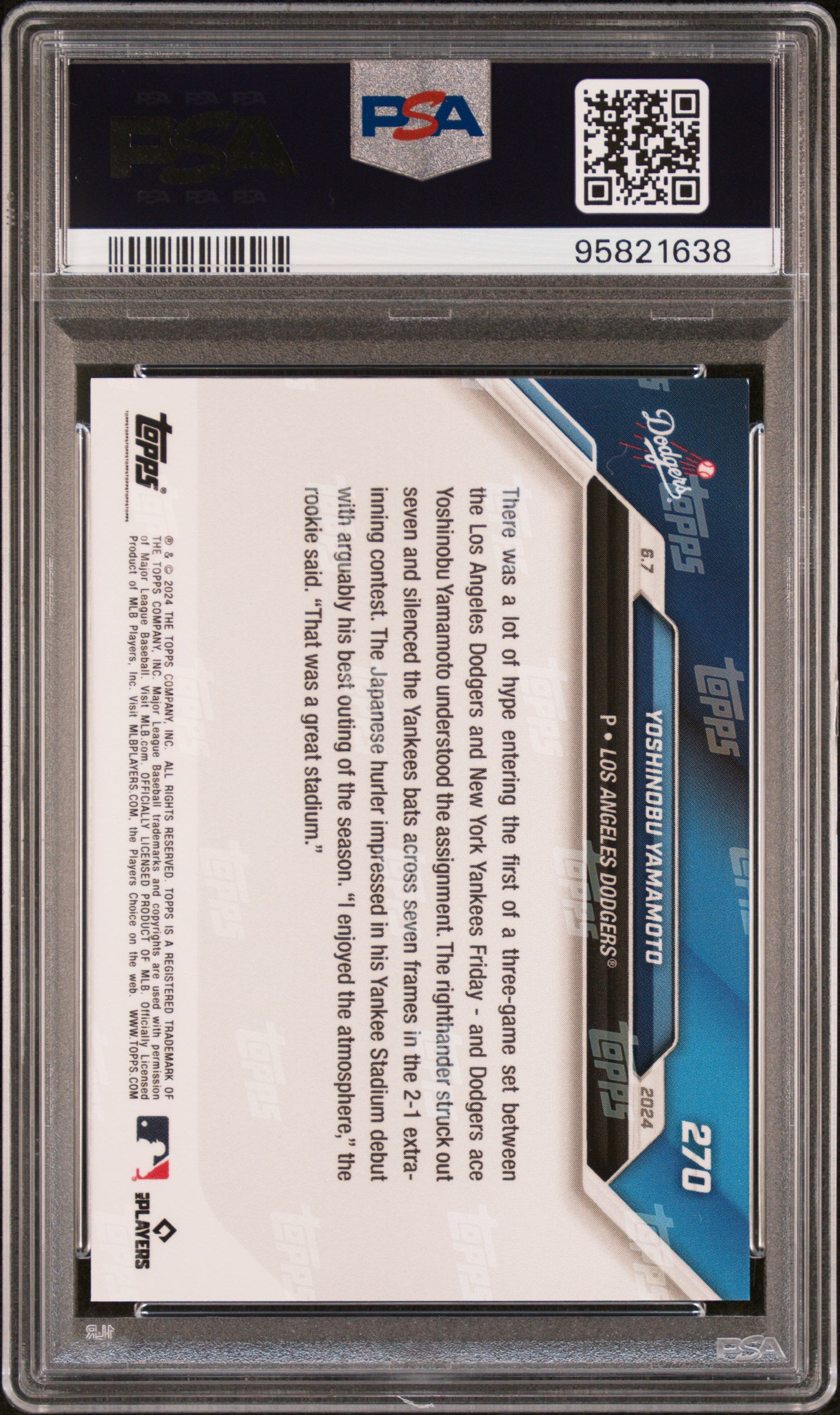 2024 Topps Now #270 Yoshinobu Yamamoto PSA 10