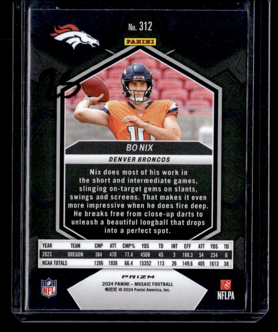 2024 Panini Mosaic #312 Bo Nix Blue Reactive