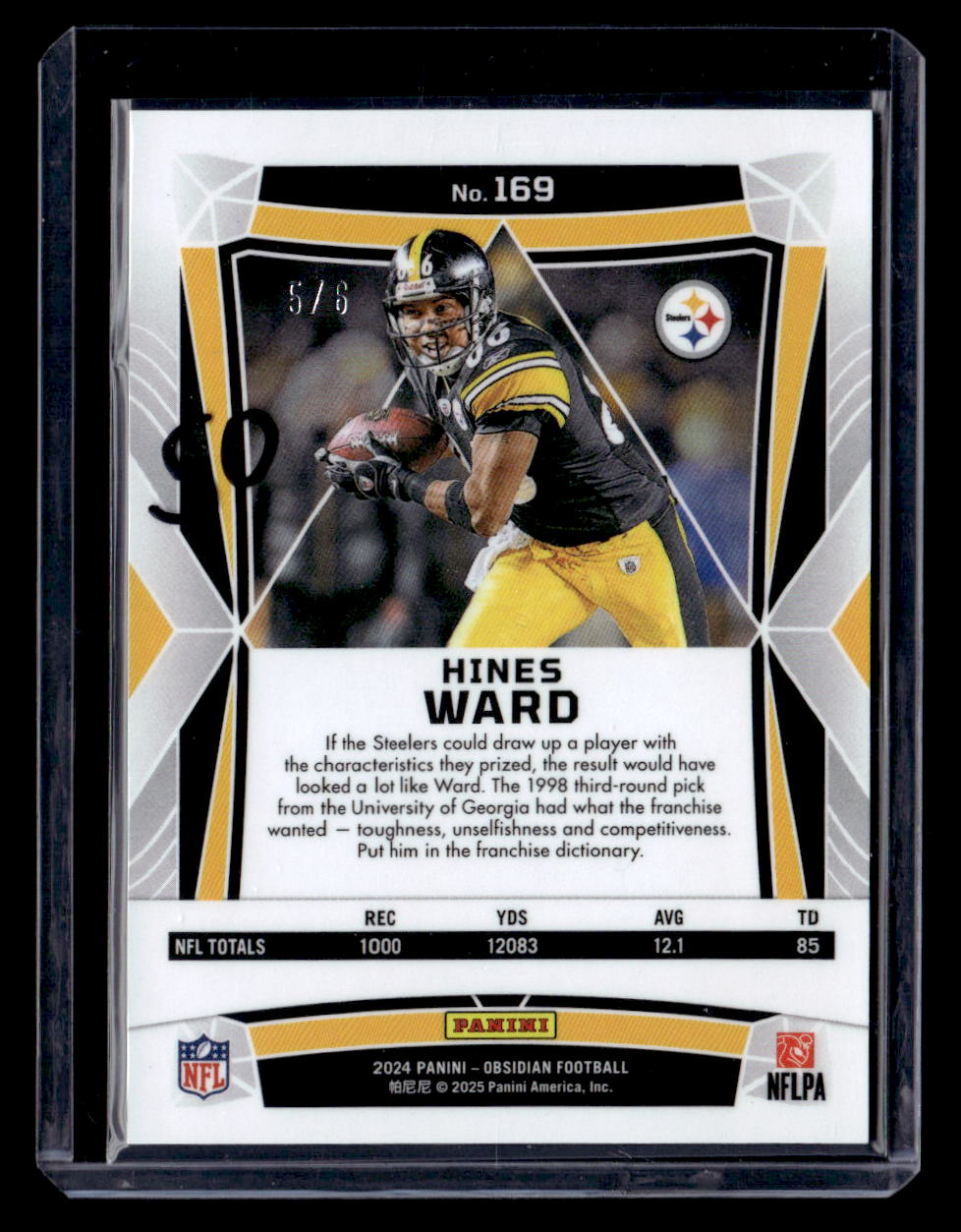 2024 Panini Obsidian #169 Hines Ward Jade Green /6