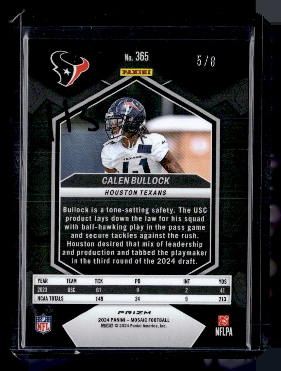 2024 Panini Mosaic Calen Bullock Black Yellow /8