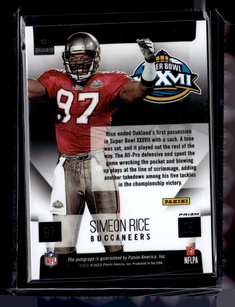 2022 Panini SBXXXVII-SR Simeon Rice Silver Autograph