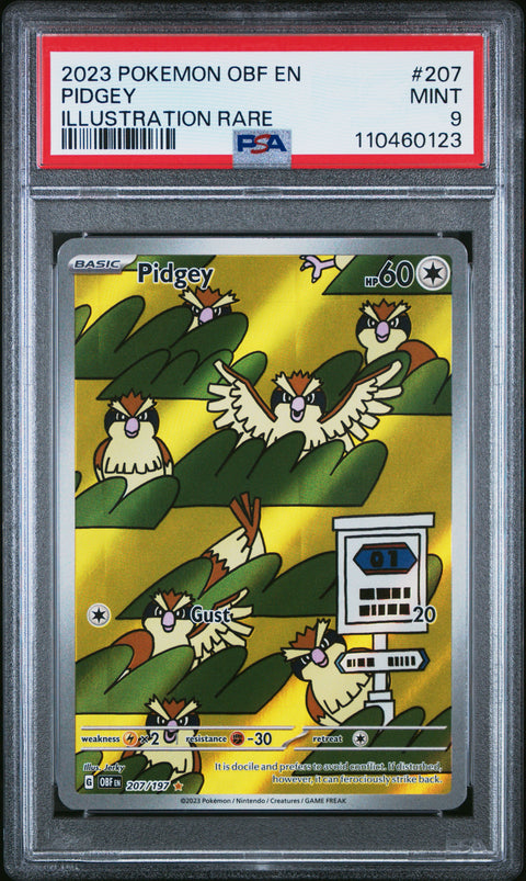 2023 Pokemon Obf En-Obsidian Flames #207 Pidgey Illustration Rare PSA 9
