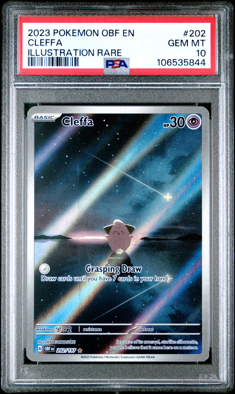 2023 Pokemon Obf En-Obsidian Flames #202 Cleffa Illustration Rare PSA 10