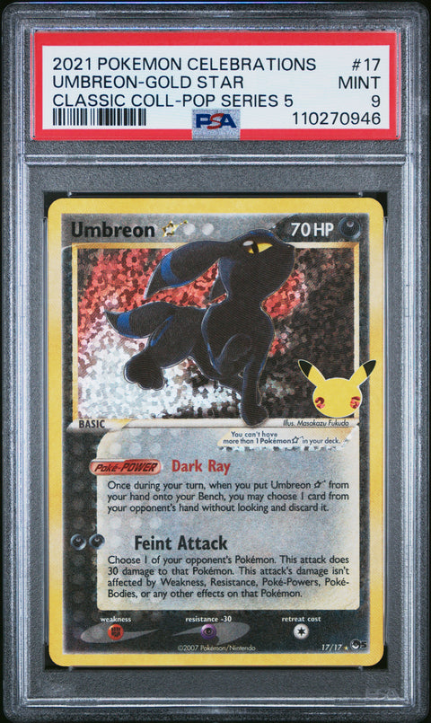 2021 Pokemon Celebrations Classic Collection #17 Umbreon-Gold Star PSA 9