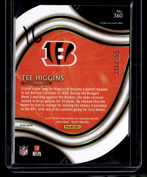 2020 Panini Select #360 Tee Higgins Copper Prizm Die Cut #/355