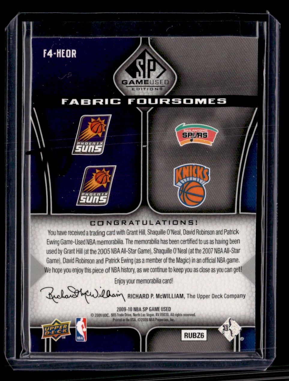 2009-10 Upper Deck SP Hill / O'Neal / Robinson / Ewing Fabric Foursome /199