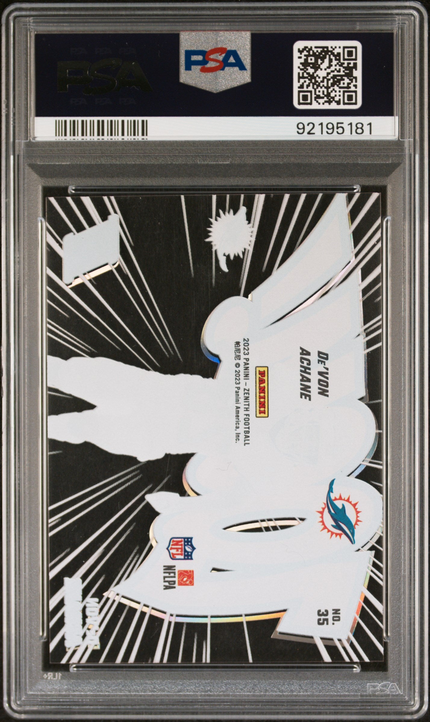 2023 Panini Zenith Zoom! #35 De'Von Achane PSA 10