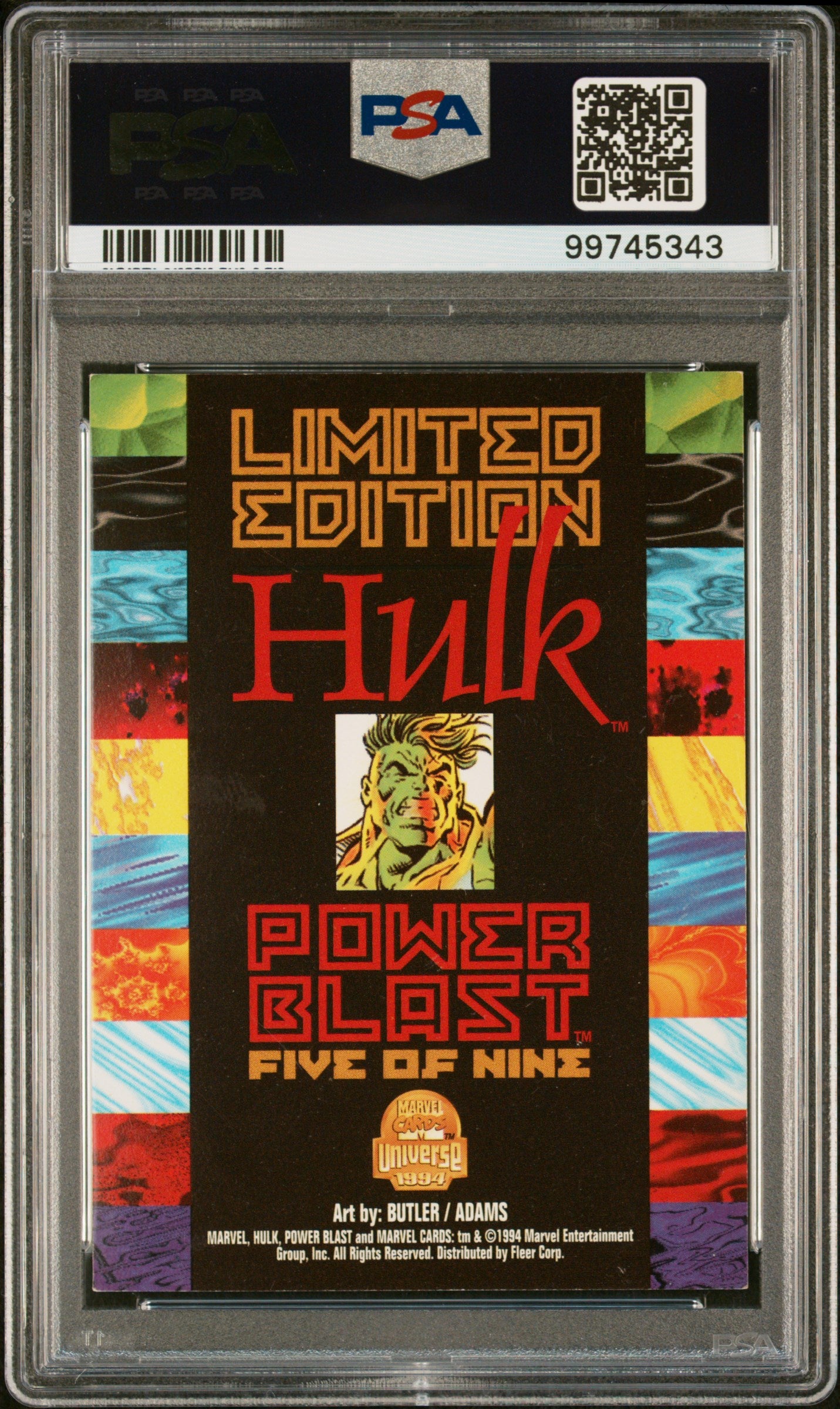1994 Marvel Universe Power Blast #5 Hulk Power Blast PSA 6