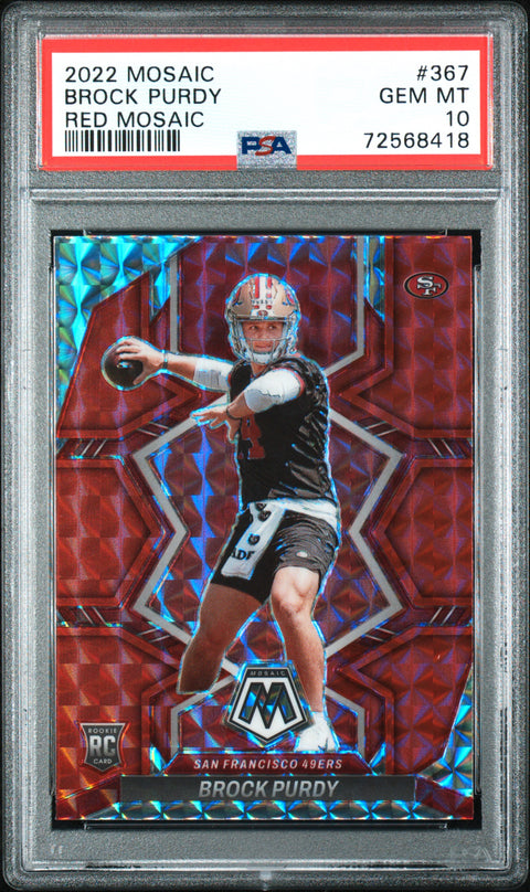 2022 Panini Mosaic #367 Brock Purdy Red Mosaic PSA 10